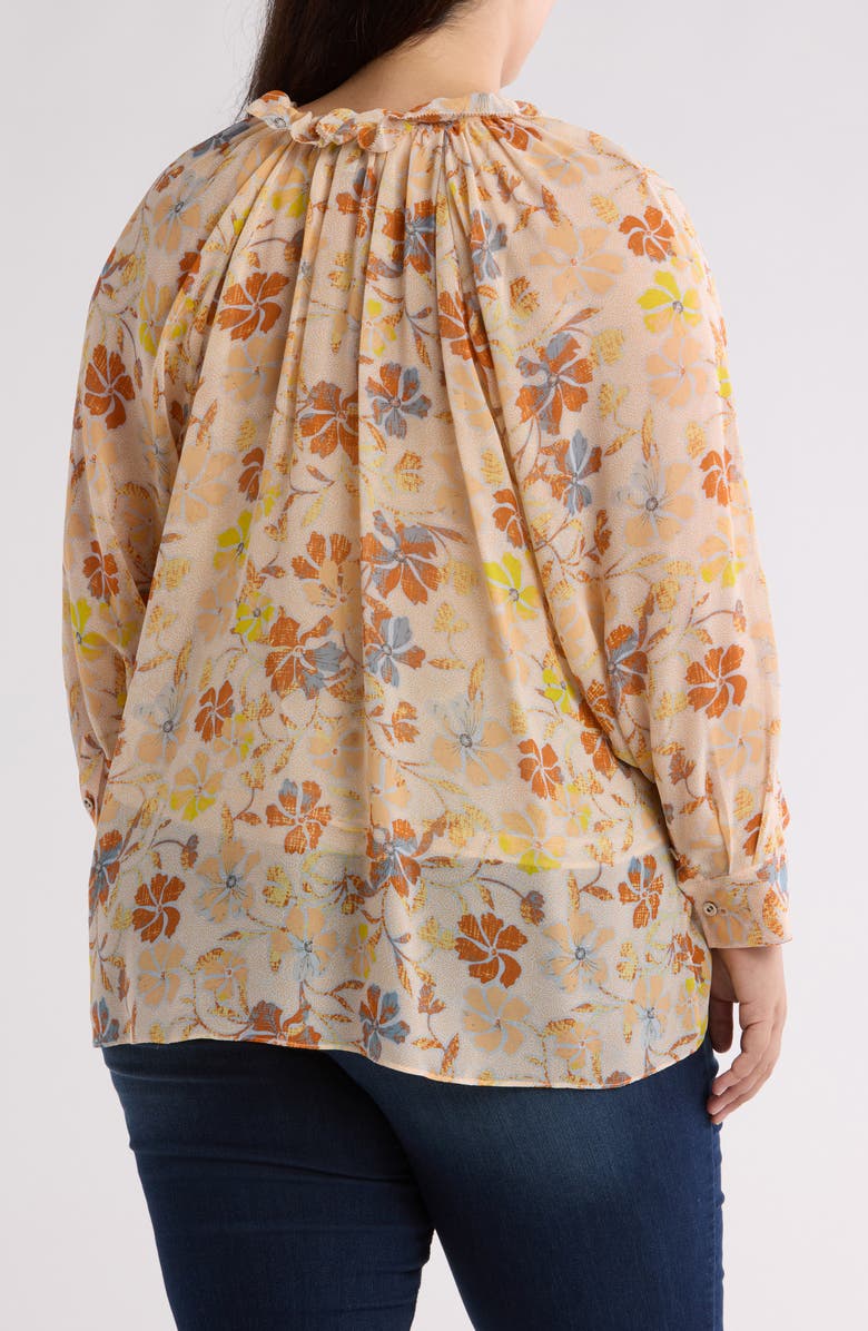 Joie Daisy Floral Long Sleeve Silk Top, Alternate, color, Apricot Buff Multi