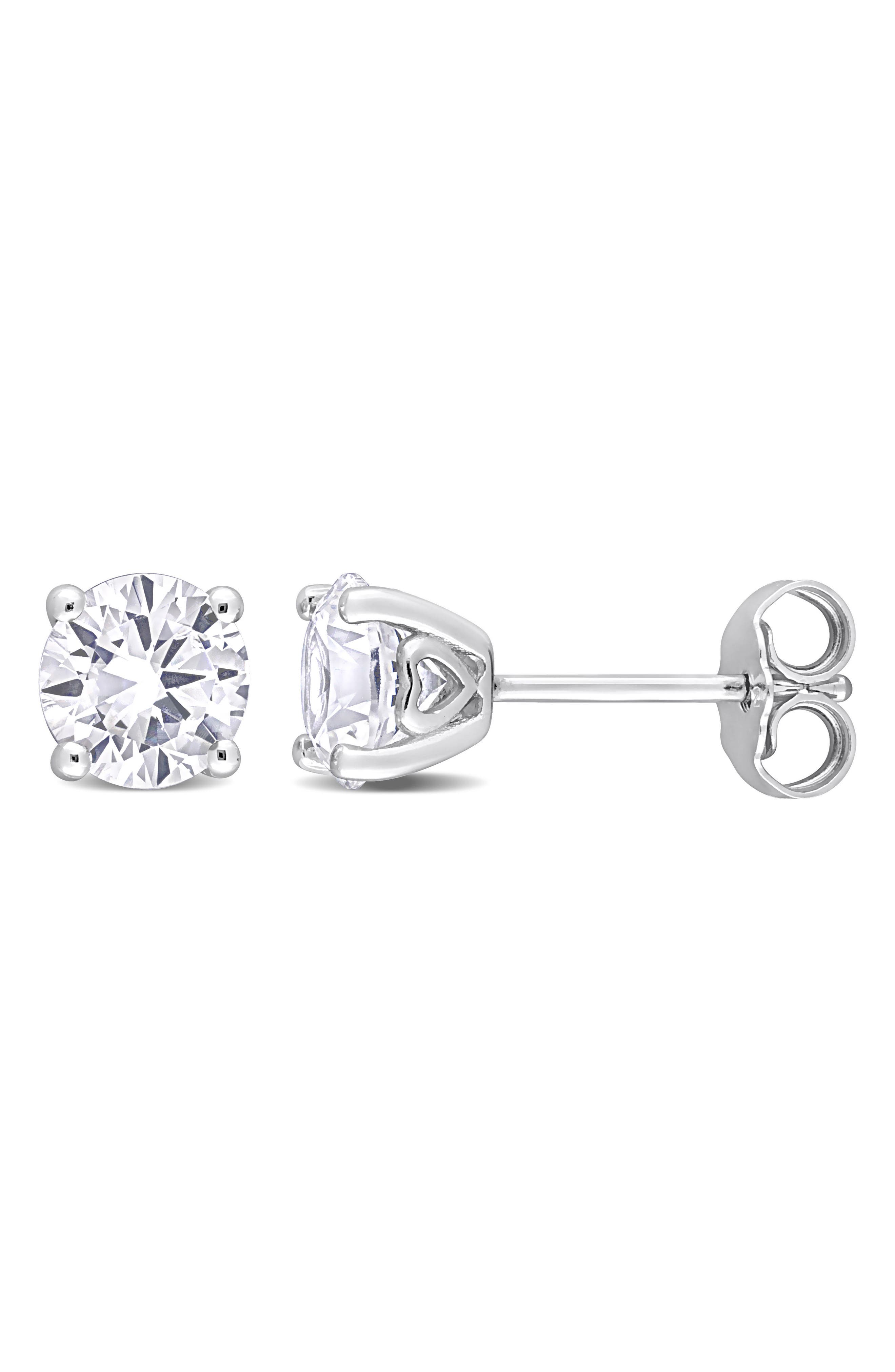 DELMAR Sterling Silver White Topaz Stud Earrings - 2.00 ctw