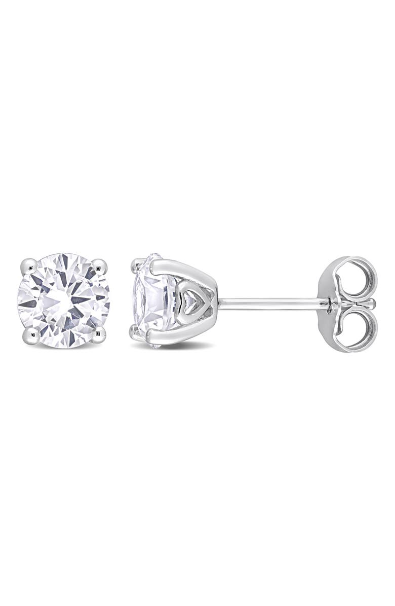 DELMAR Sterling Silver White Topaz Stud Earrings - 2.00 ctw, Main, color, White