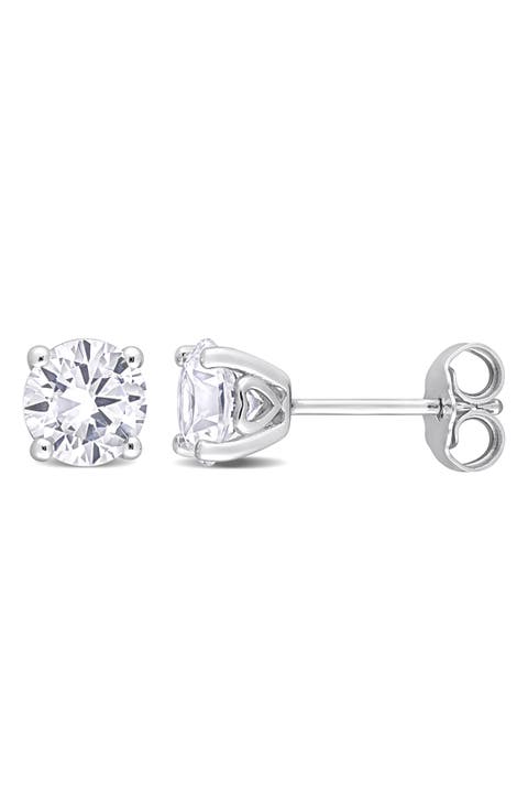Sterling Silver White Topaz Stud Earrings - 2.00 ctw