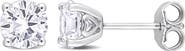 DELMAR Sterling Silver White Topaz Stud Earrings - 2.00 ctw