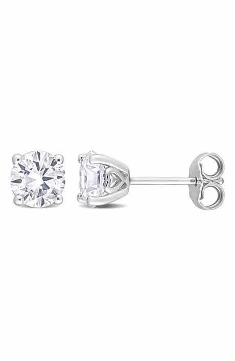 DELMAR Sterling Silver White Topaz Stud Earrings - 2.00 ctw