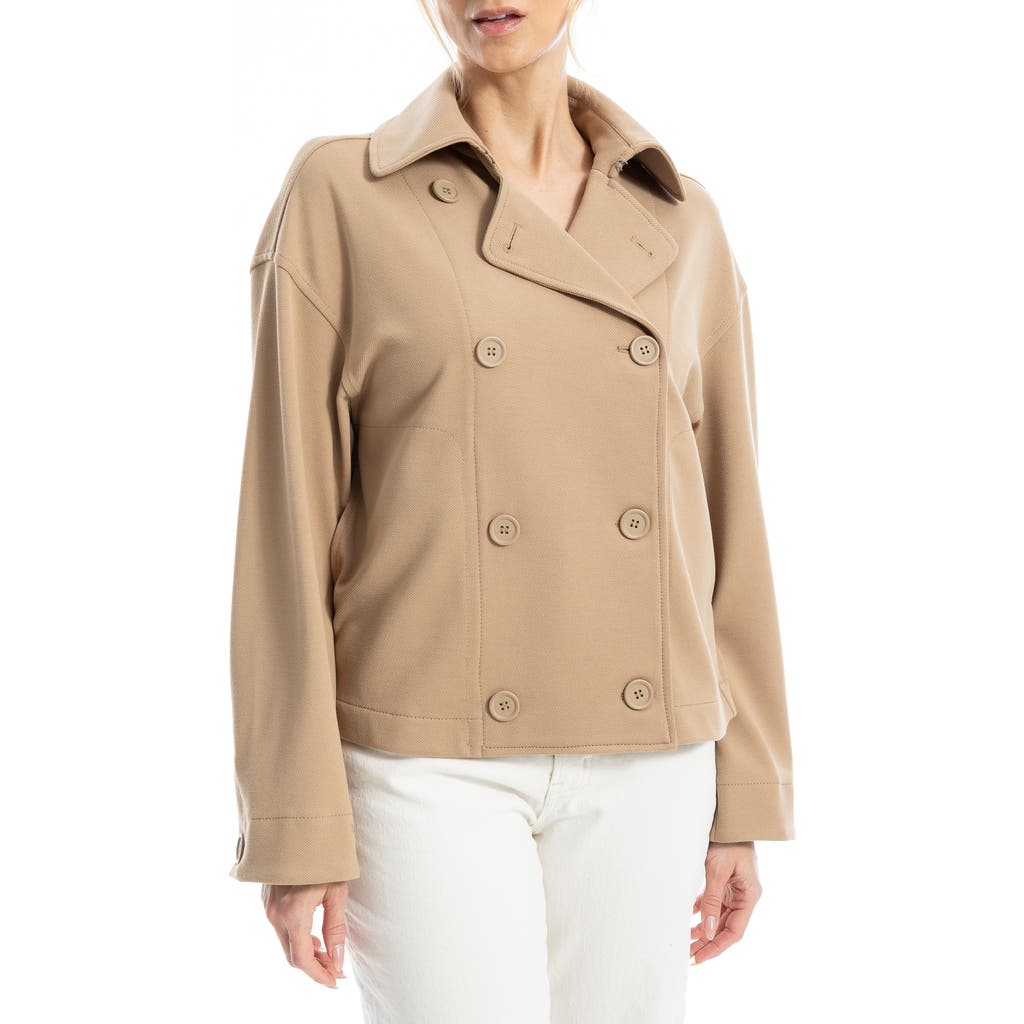 Max Studio Double Breasted Knit Twill Jacket In Khaki