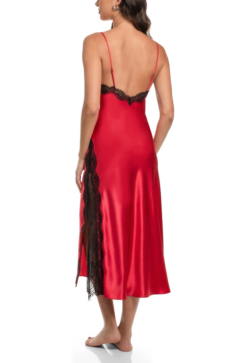 Britta Lace Trim Satin Nightgown, Alternate, color, BRIGHT RED