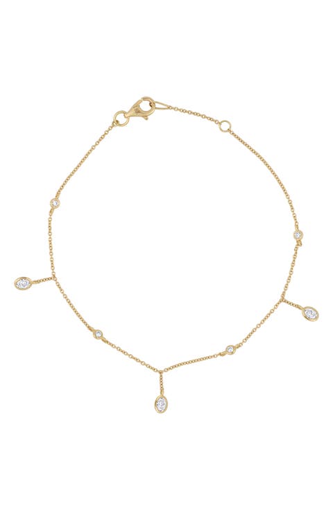 Monaco 18K Yellow Gold Diamond Station & Charm Bracelet