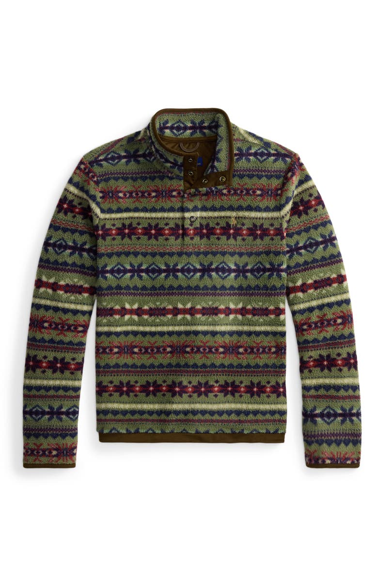Polo Ralph Lauren Fair Isle-Inspired Fleece Pullover, Alternate, color, Olive