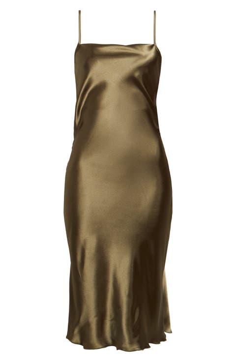 Bow Back Satin Cocktail Slipdress