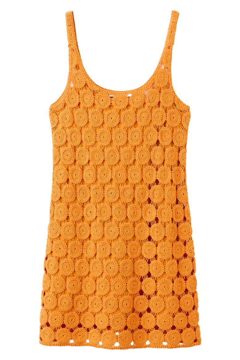 Crochet Cotton Blend Minidress, Alternate, color, ORANGE