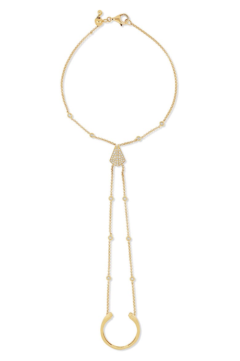 18K Gold Monaco Diamond Hand Chain Statement Bracelet, Main, color, 18K YELLOW GOLD
