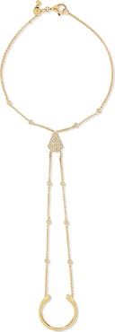 Bony Levy 18K Gold Monaco Diamond Hand Chain Statement Bracelet