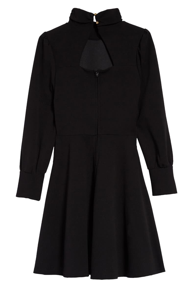 Mock Neck Skater Dress, Alternate, color, BLACK