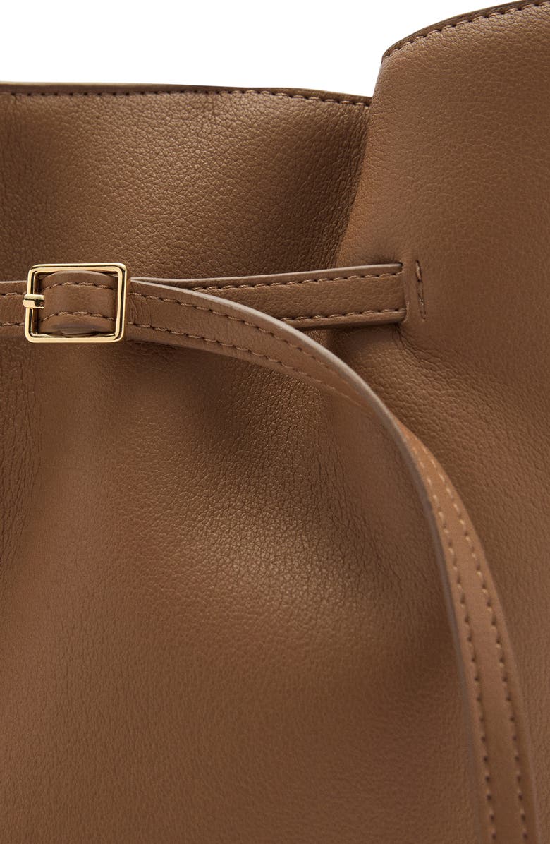 MANGO Buckle Front Faux Leather Shopper Bag, Alternate, color,