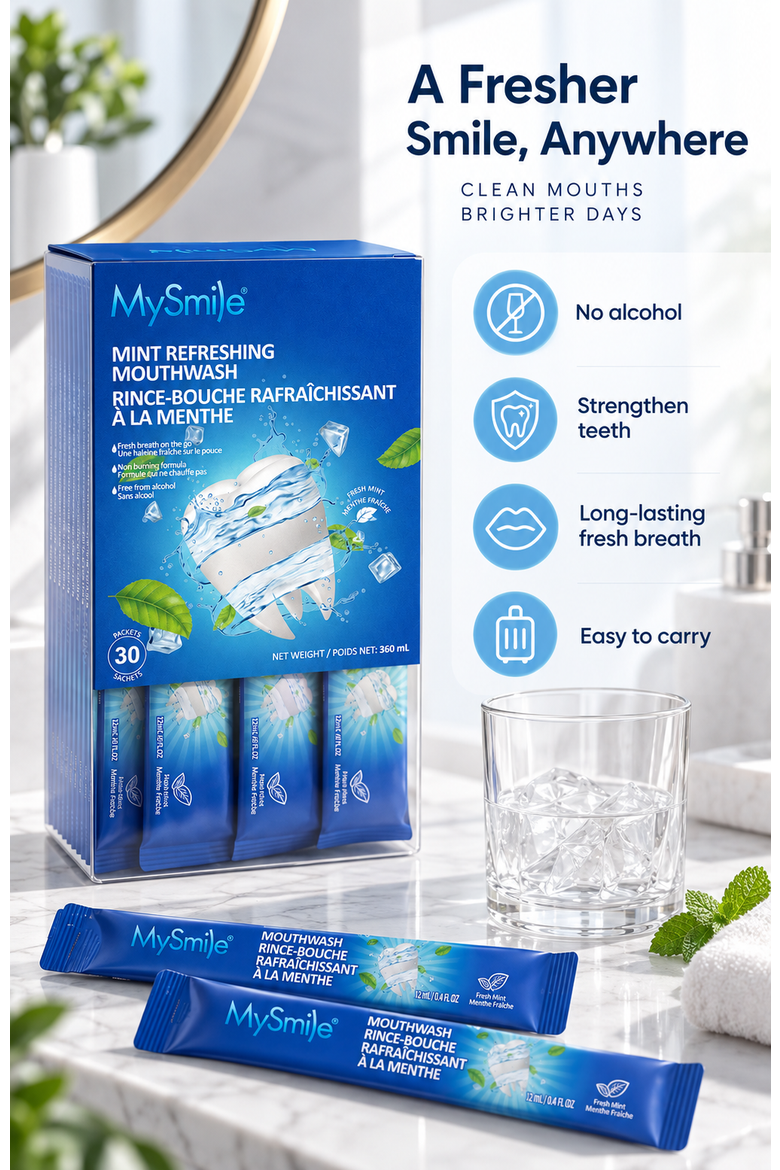 Travel-Friendly Alcohol-Free Mouthwash in Fresh Mint, Alternate, color, Blue