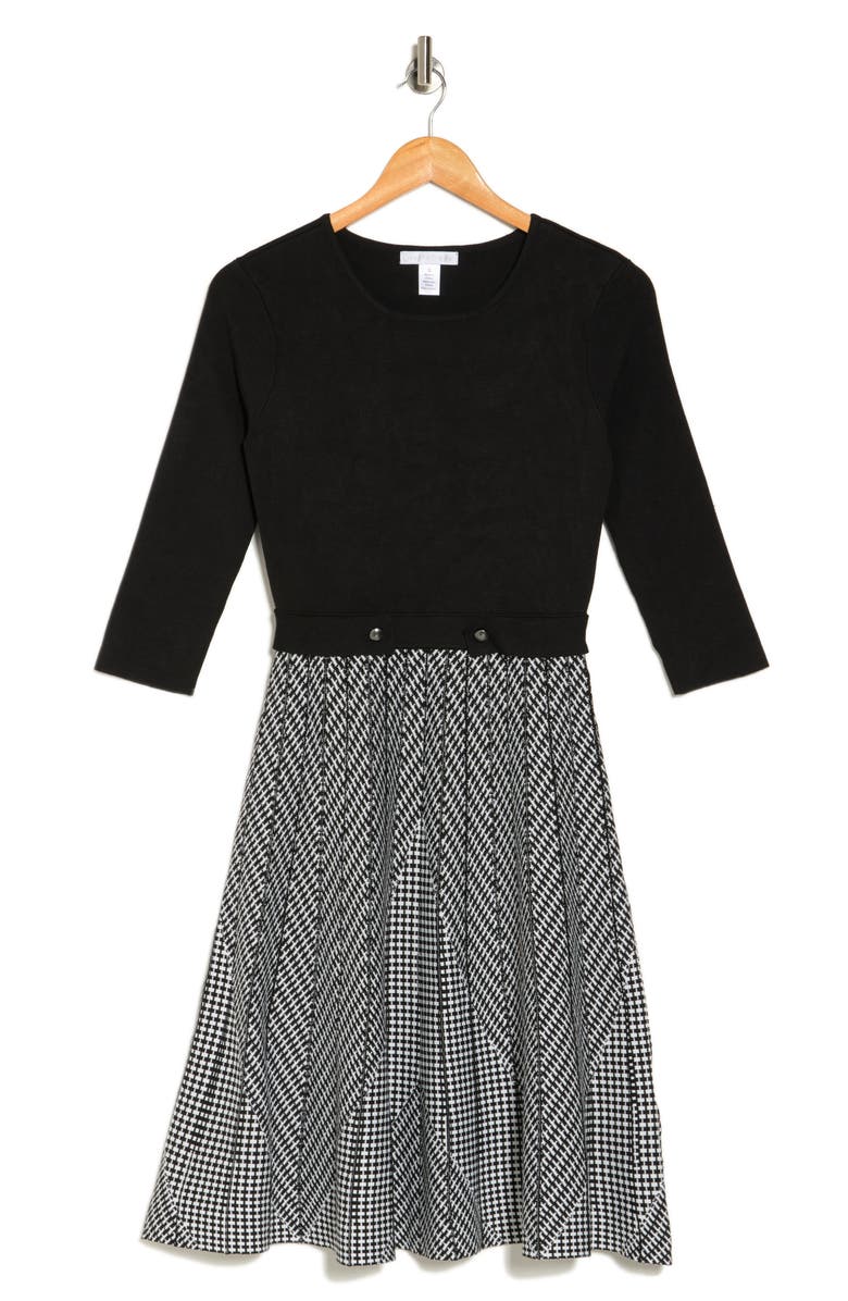 London Times Fit & Flare Pleated Dress, Alternate, color,