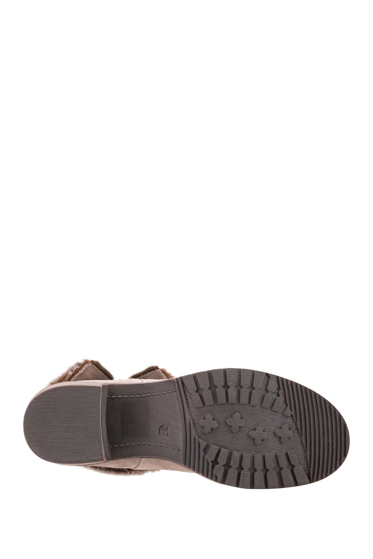 VINTAGE FOUNDRY Jeanette Faux Fur Lined Leather Bootie, Alternate, color, Taupe