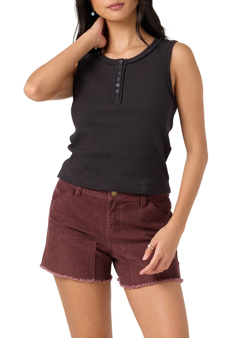 Hattie Rib Henley Tank, Alternate, color, BLACK