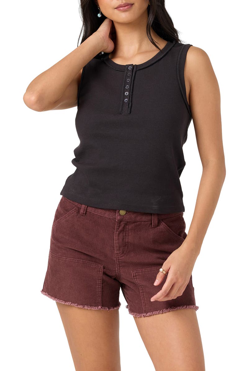 O'Neill Hattie Rib Henley Tank, Alternate, color, Black