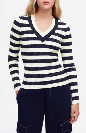 Madewell Stripe V-Neck Sweater