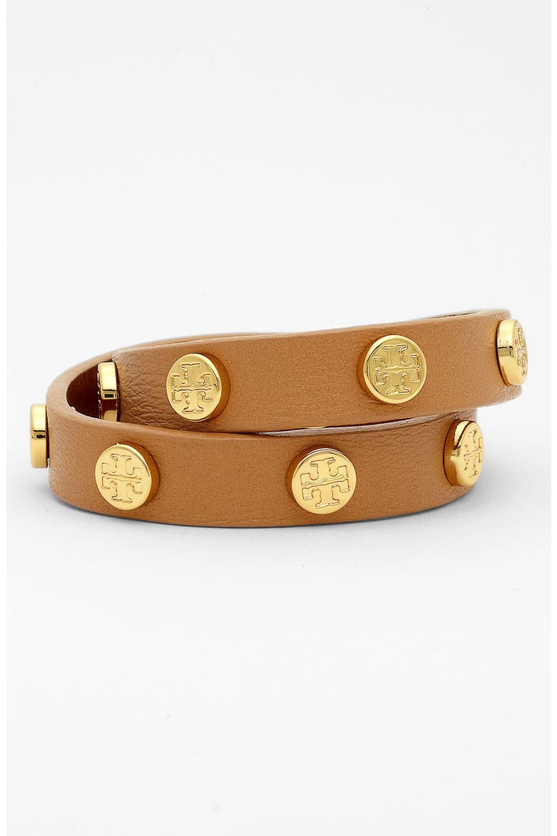 Logo Double Wrap Bracelet, Main, color, AGED VACHETTA/ GOLD