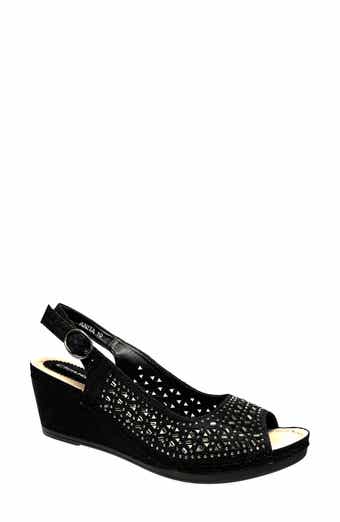 Anita Crystal Embellished Slingback Wedge Sandal