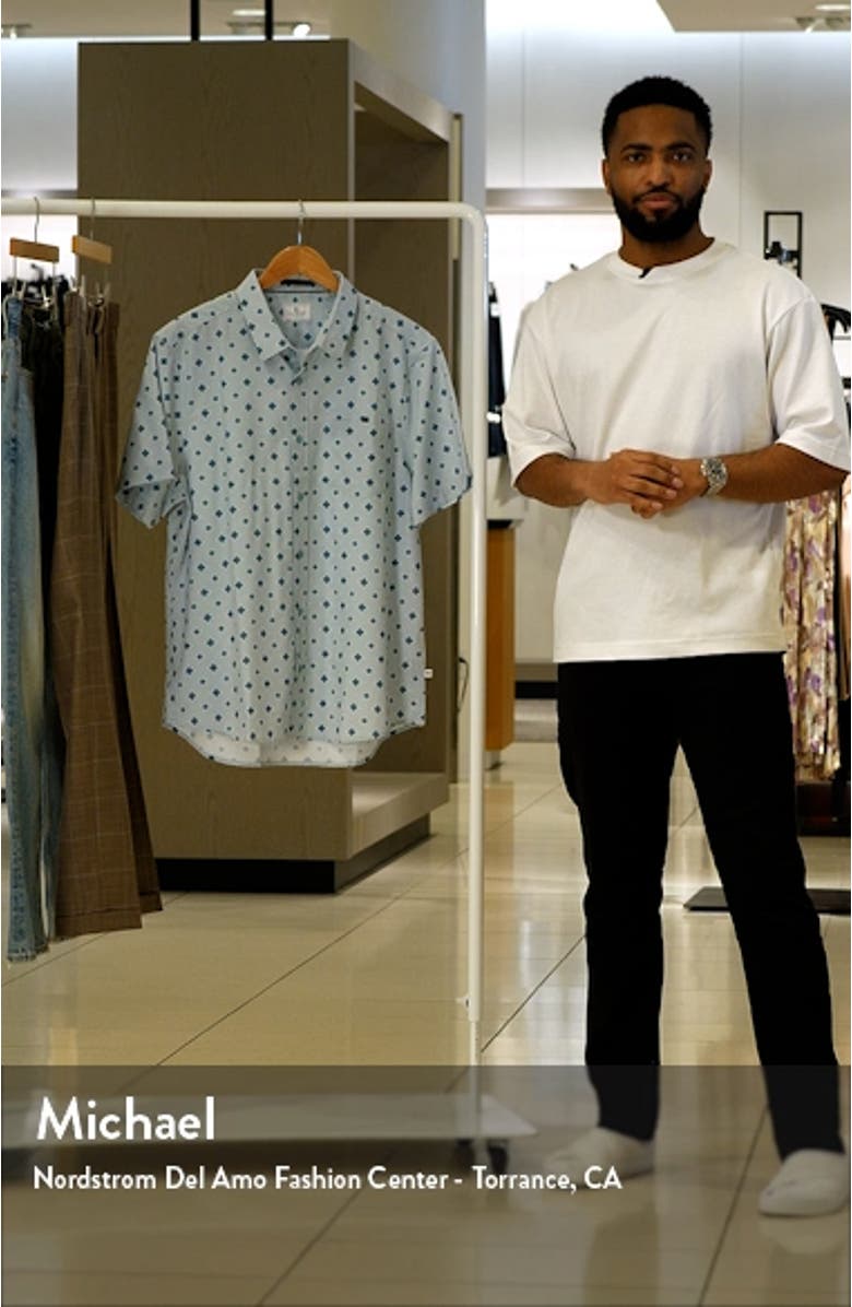 Labyrinth Print Performance Short Sleeve Button-Up Shirt, sales video thumbnail