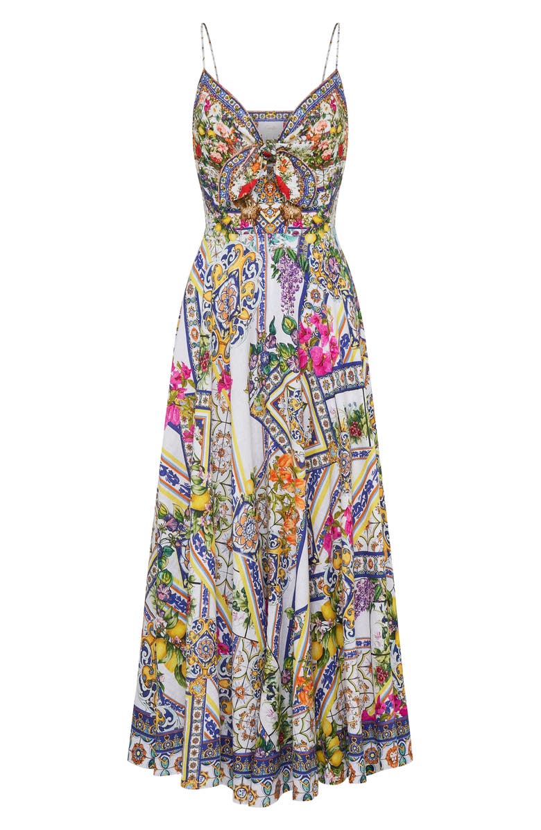 Camilla Mixed Print Linen Maxi Sundress, Alternate, color,
