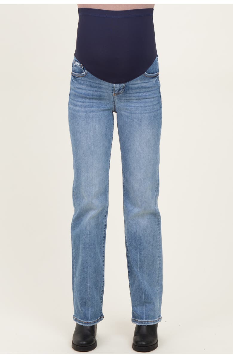 PinkBlush Medium Wash Straight Leg Maternity Jeans, Alternate, color, Blue