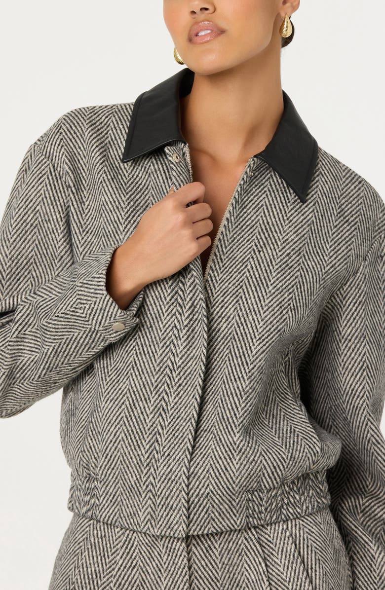 ASTR the Label Nelly Herringbone Jacket, Alternate, color, Grey Herringbone