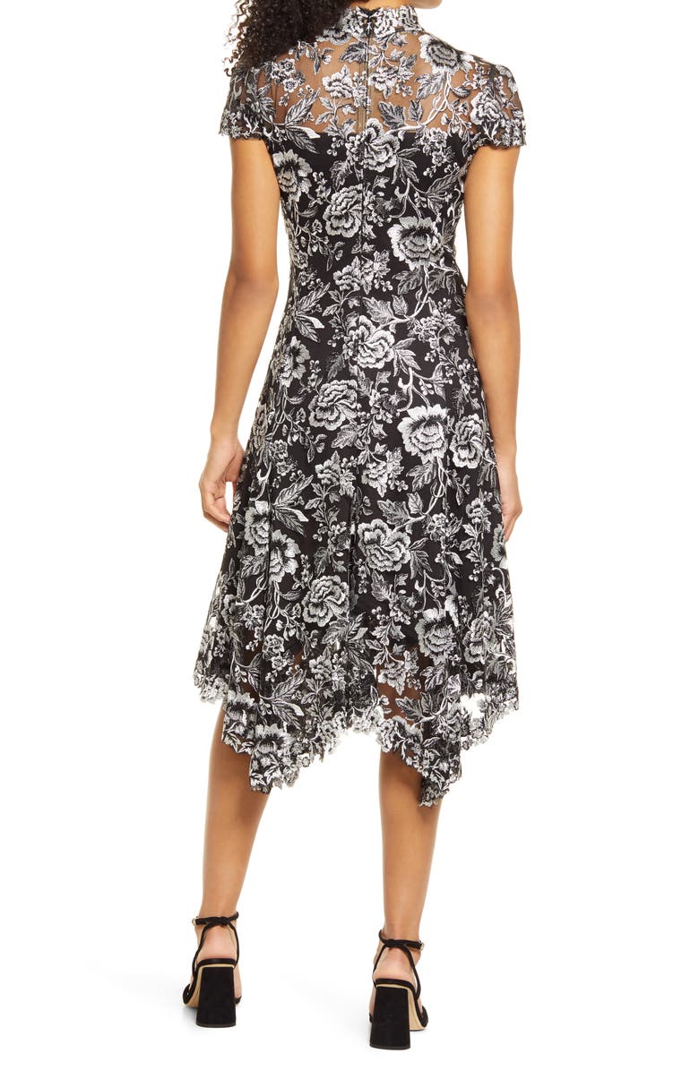 Tadashi Shoji Embroidered Lace Mock Neck Dress, Alternate, color, 