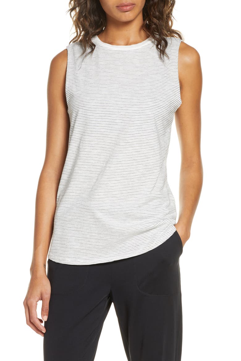 Stripe Open Back Tank Top, Main, color, WHITE BLANC