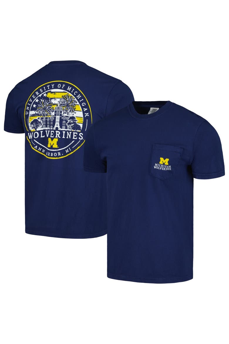 Men's Image One Navy Michigan Wolverines Painted Sky Comfort Colors Pocket T-Shirt, Main, color, Navy