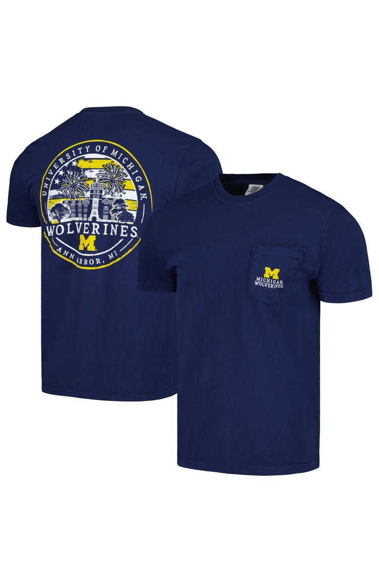 IMAGE ONE Men's Image One Navy Michigan Wolverines Painted Sky Comfort Colors Pocket T-Shirt, Main, color, Navy
