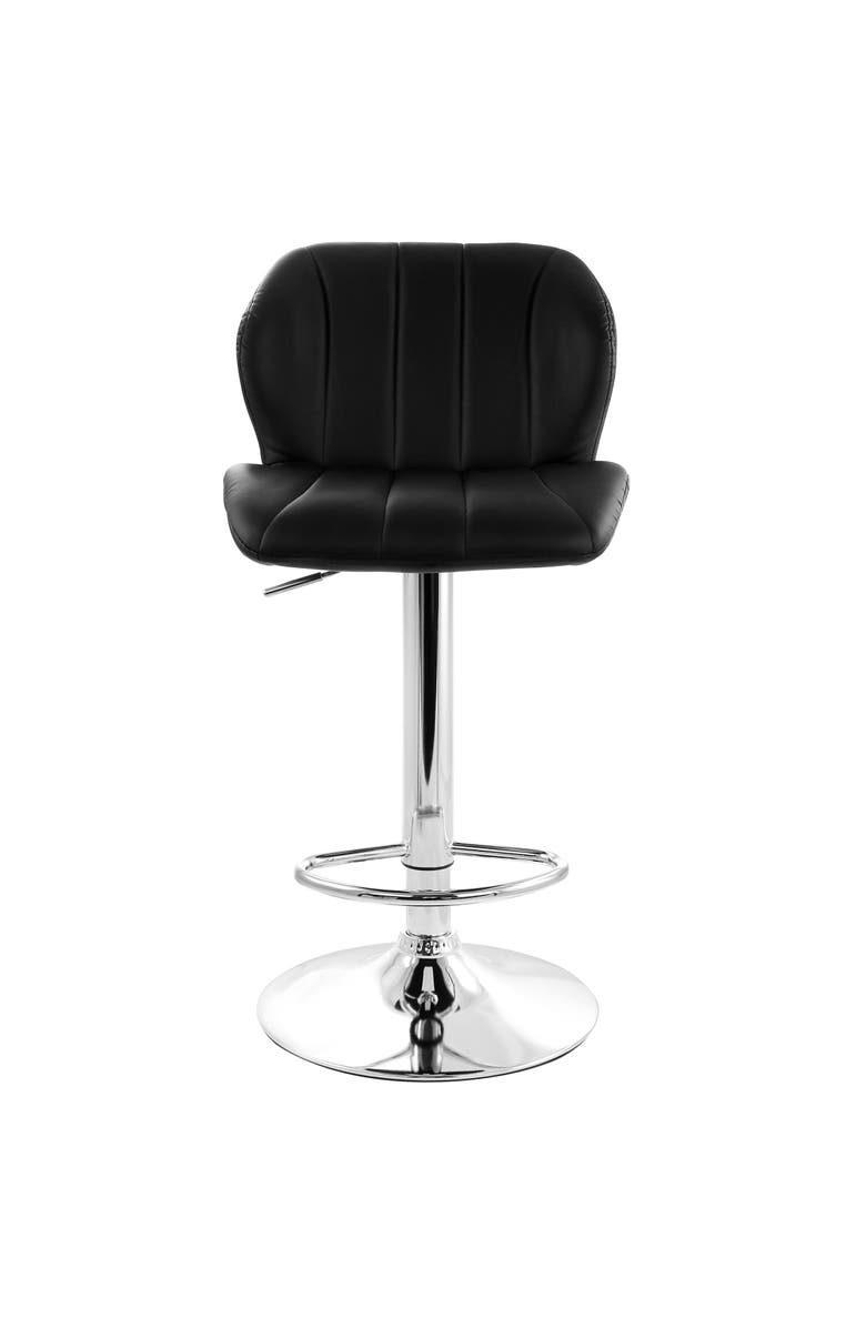 Elama 2 Piece Adjustable Striped Faux Leather Tufted Bar Stool, Alternate, color, Black