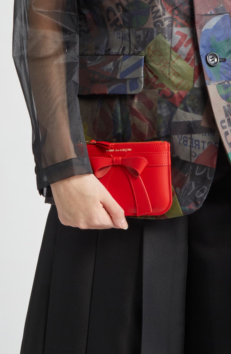 Comme des Garçons Wallets Big Bow Leather Coin Purse, Alternate, color, Red