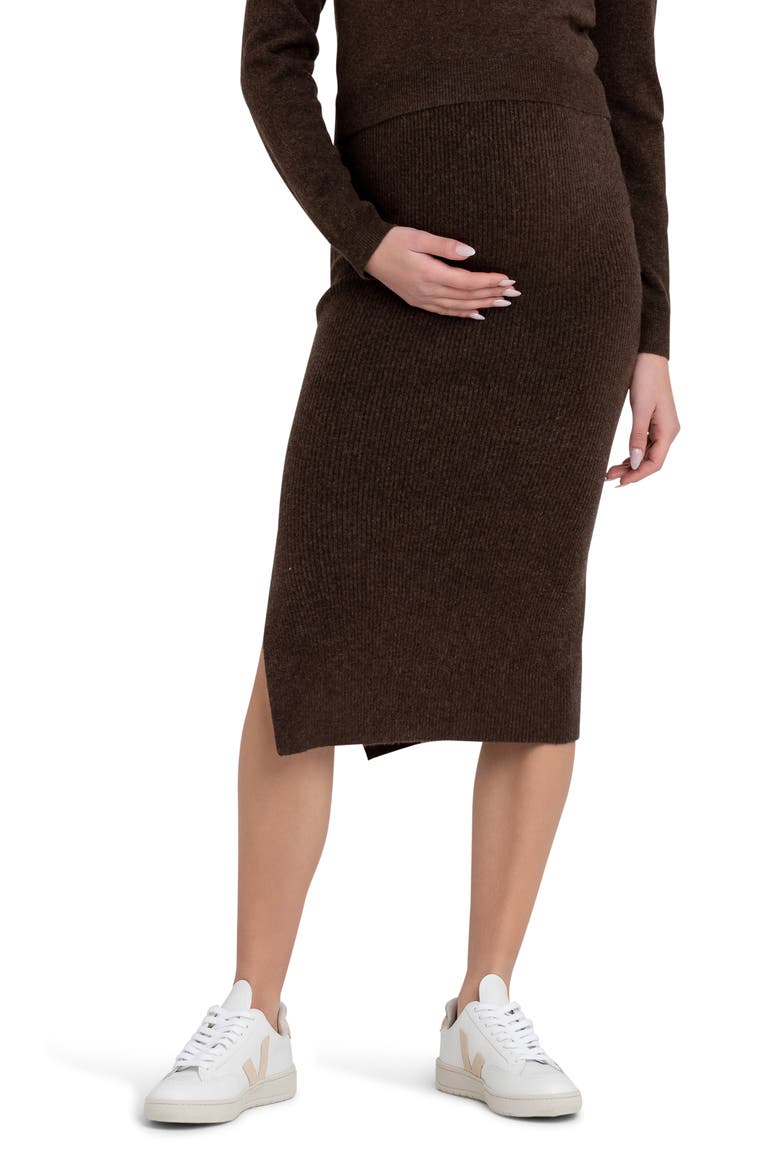 Dani Rib Stitch Maternity Skirt, Main, color, CHOCOLATE