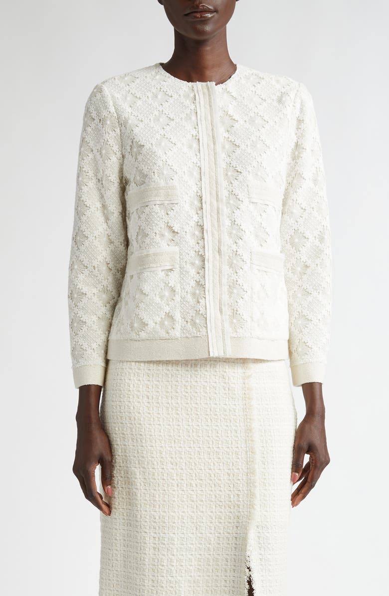 St. John Collection Mixed Media Guipure Lace Jacket, Main, color, 