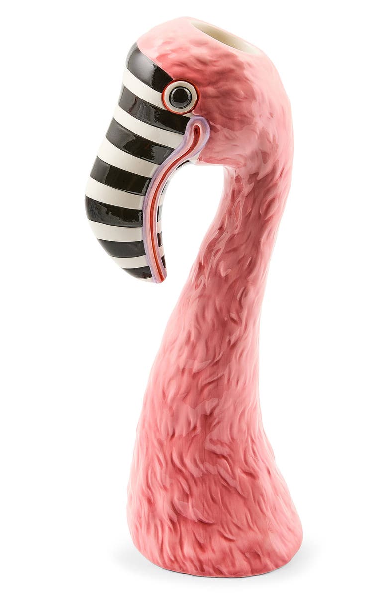 MACKENZIE CHILDS Patience Brewster Sheldon Flamingo Ceramic Bud Vase, Main, color, Pink