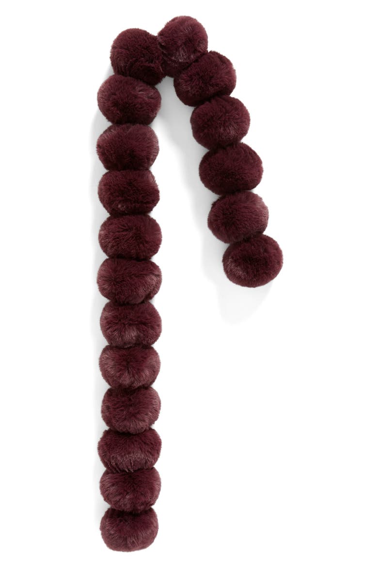 Faux Fur Pom Scarf, Alternate, color, OXBLOOD