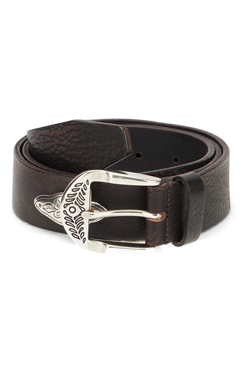 Fortela Studded Leather Belt, Main, color, Leather