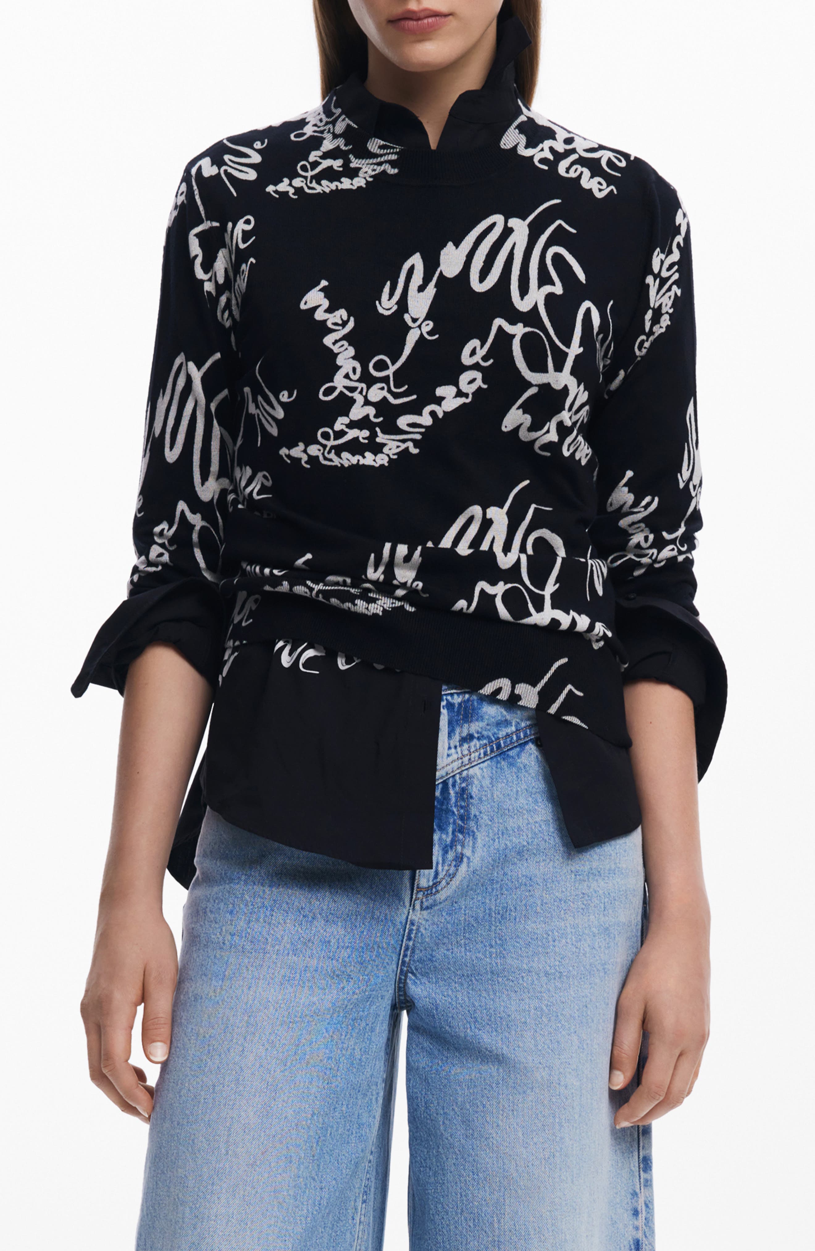 Handwritten Cotton Blend Sweater