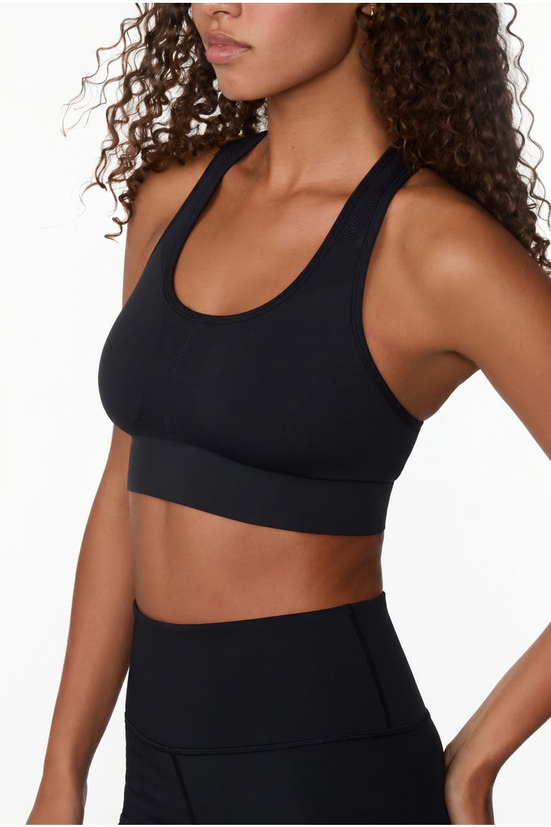 Seamless Racerback Sports Bra, Alternate, color, Black