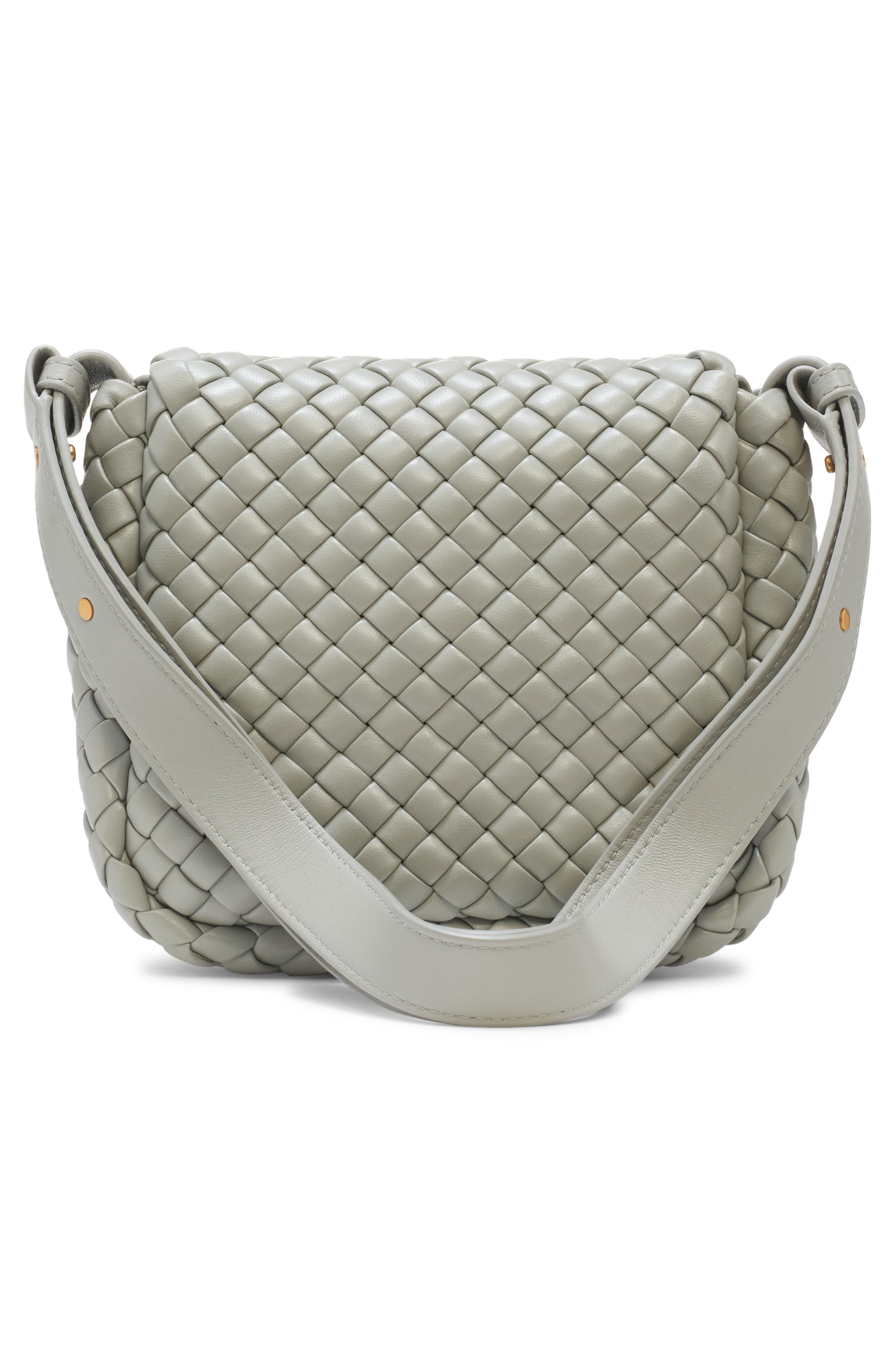 Mini Cobble Padded Intrecciato Leather Shoulder Bag, Alternate, color, AGATE GREY/ GOLD