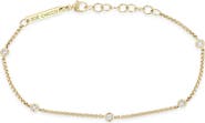 Zoë Chicco 14K Gold Floating Diamond Extra Small Box Chain Station Bracelet