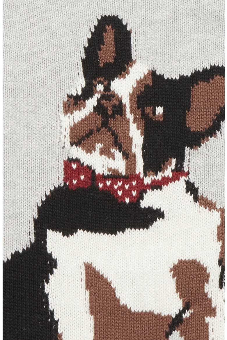Peek Bow Tie Dog Intarsia Sweater, Alternate, color, LIGHT GREY HEATHER