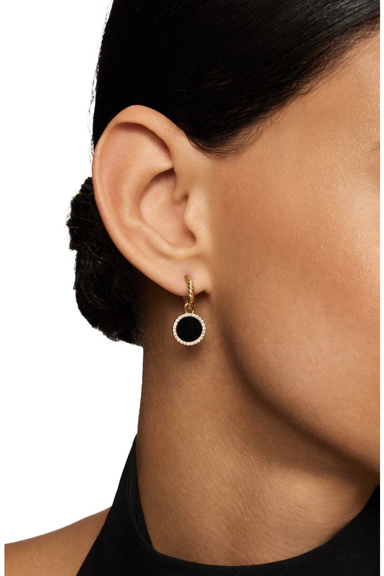 Petite DY Elements® Drop Earrings in 18K Yellow Gold with Black Onyx and Pavé Diamonds, Alternate, color, 18K YELLOW GOLD