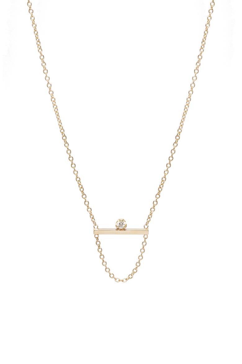 Straight Bar Necklace, Main, color, YELLOW GOLD/ DIAMOND