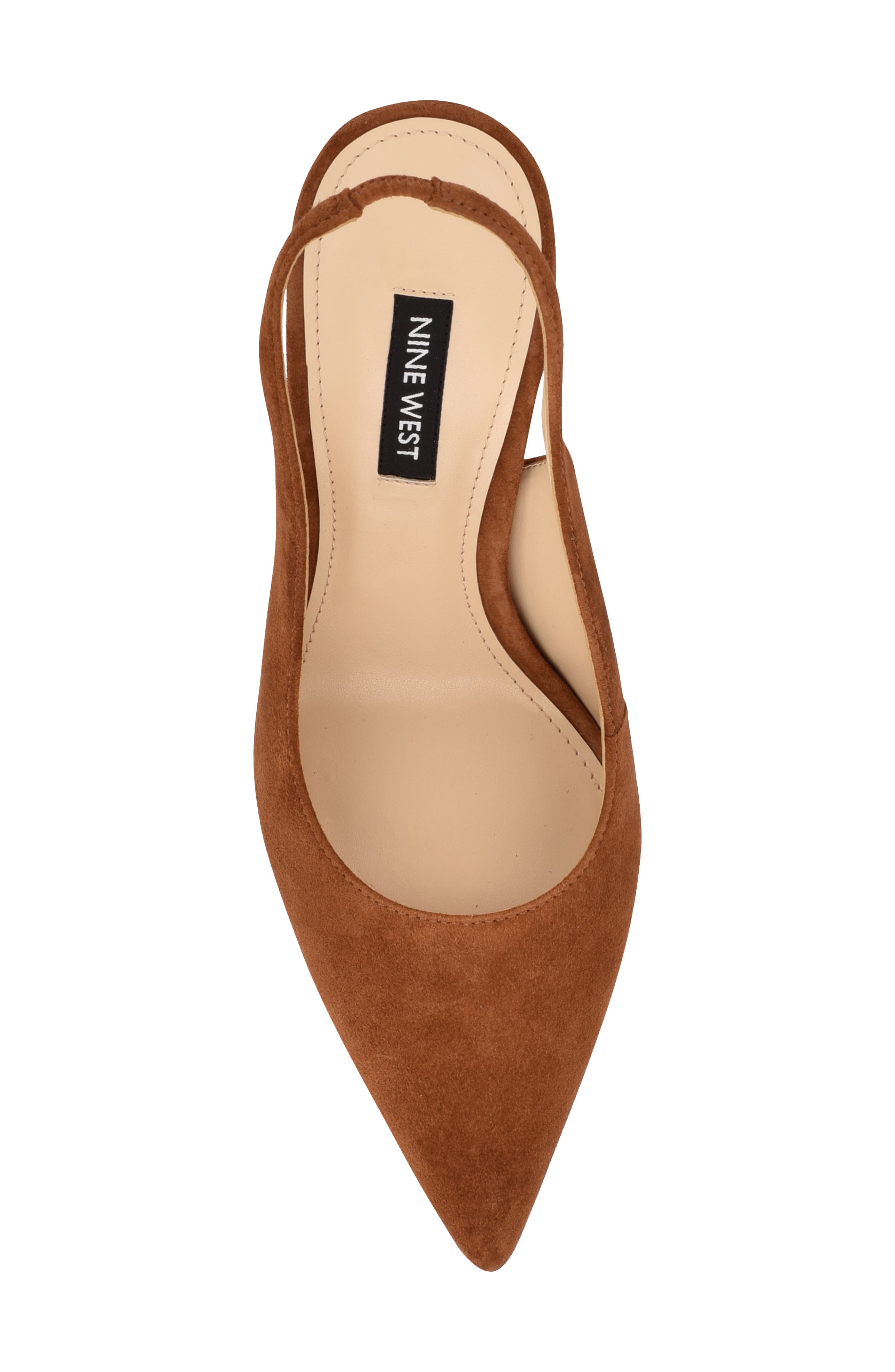 Feather Slingback Pump, Alternate, color, COGNAC SUEDE