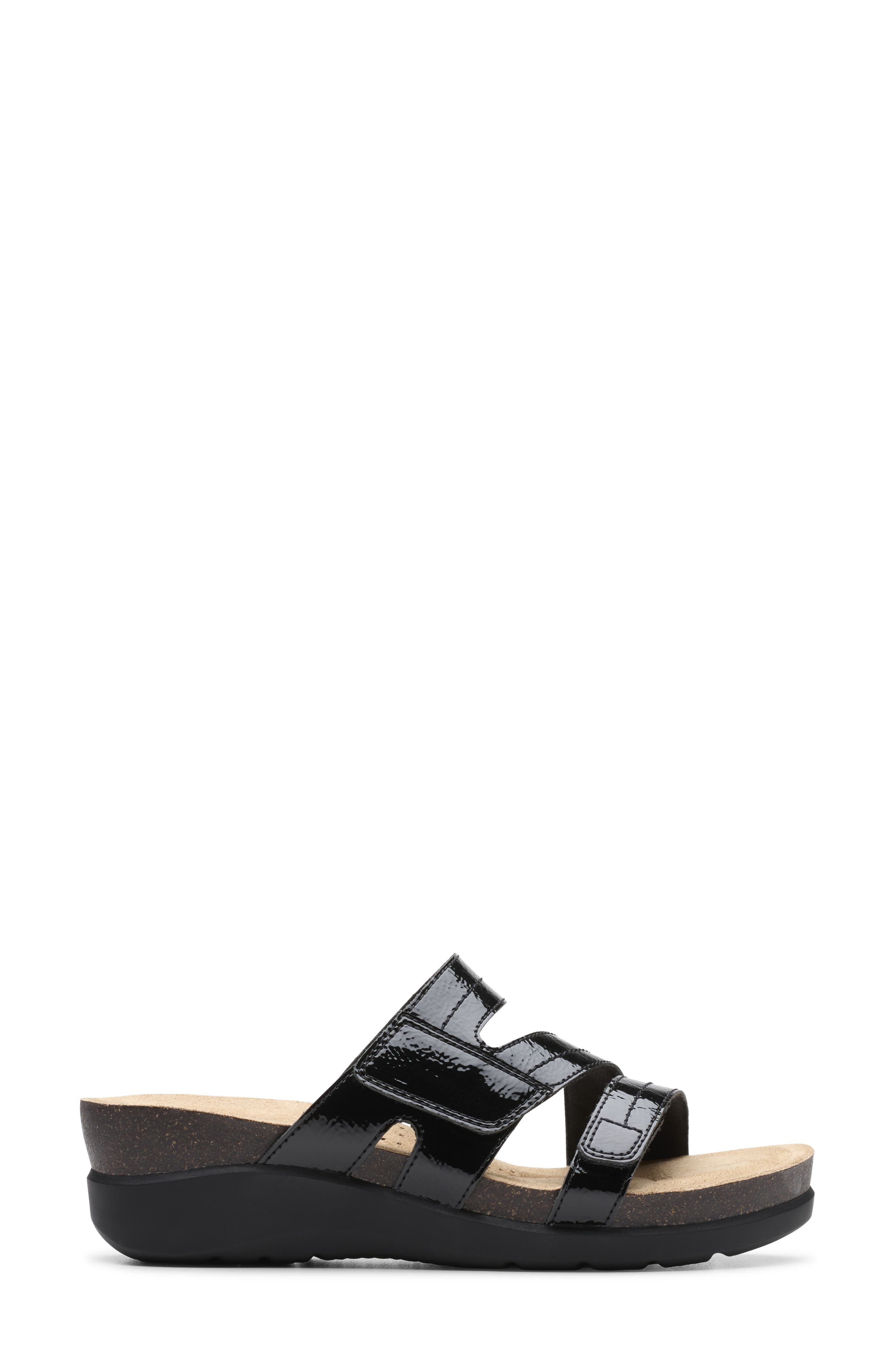 Clarks<sup>®</sup> Calenne Holly Wedge Slide Sandal, Alternate, color, Black Pat