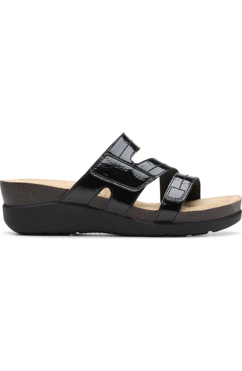 Clarks<sup>®</sup> Calenne Holly Wedge Slide Sandal, Alternate, color, Black Pat