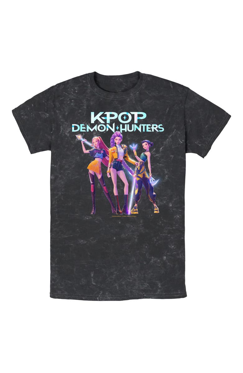 KPop Demon Hunters Men's KPop Demon Hunters Girls Group Shot  Graphic T-Shirt, Main, color, Black